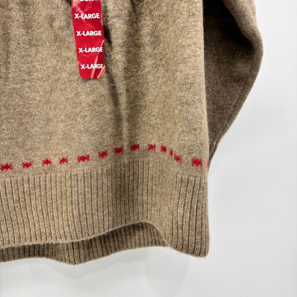 Vince Camuto Size XL Women's Christmas Sweater Reindeer Tan Red - Picture 14 of 16